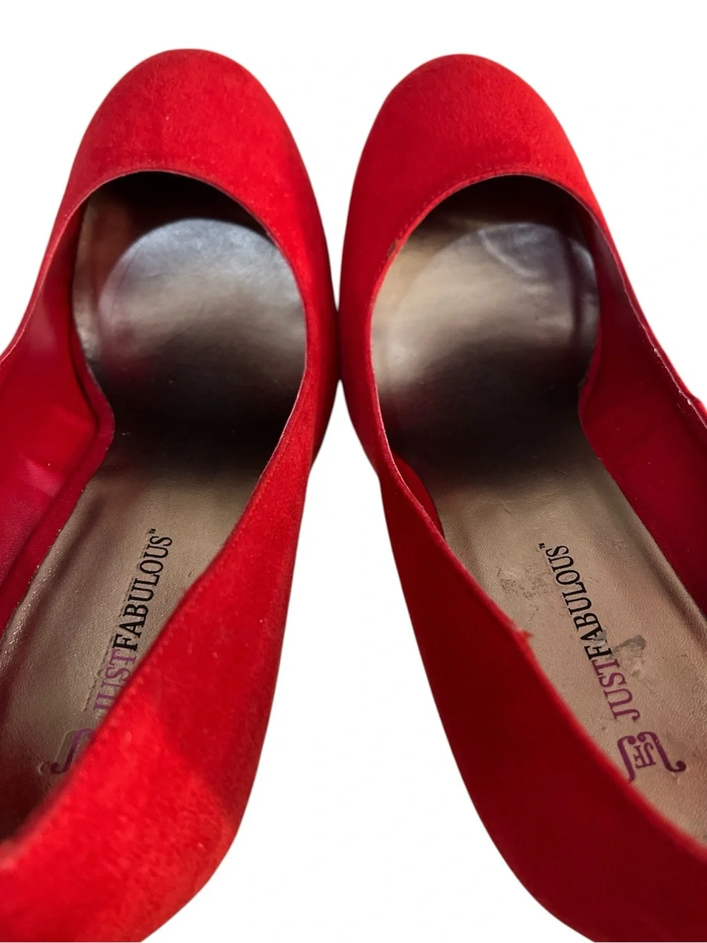 JustFab JustFabulous ALEX Red Faux Suede Platform Stiletto Pumps Womens Size 11M